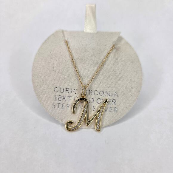 Macy's Jewelry - Cubic Zirconia Initial Letter M Pendant Necklace 18k Gold-Plated Sterling Silver